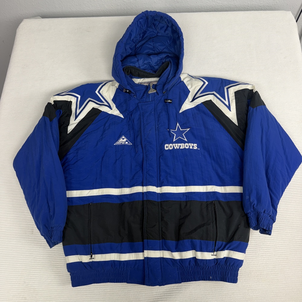 Vintage Dallas Cowboys Jacket Mens Large Blue NFL Football Apex One 90s